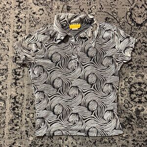 Black and Silver velvet burnout Y2K polo